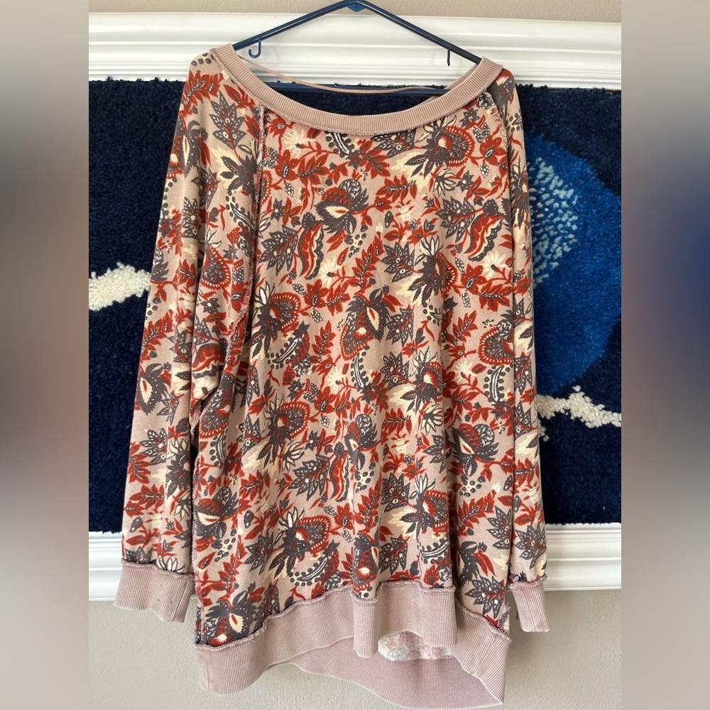 Free People Go On Get Floral Pullover Sweater